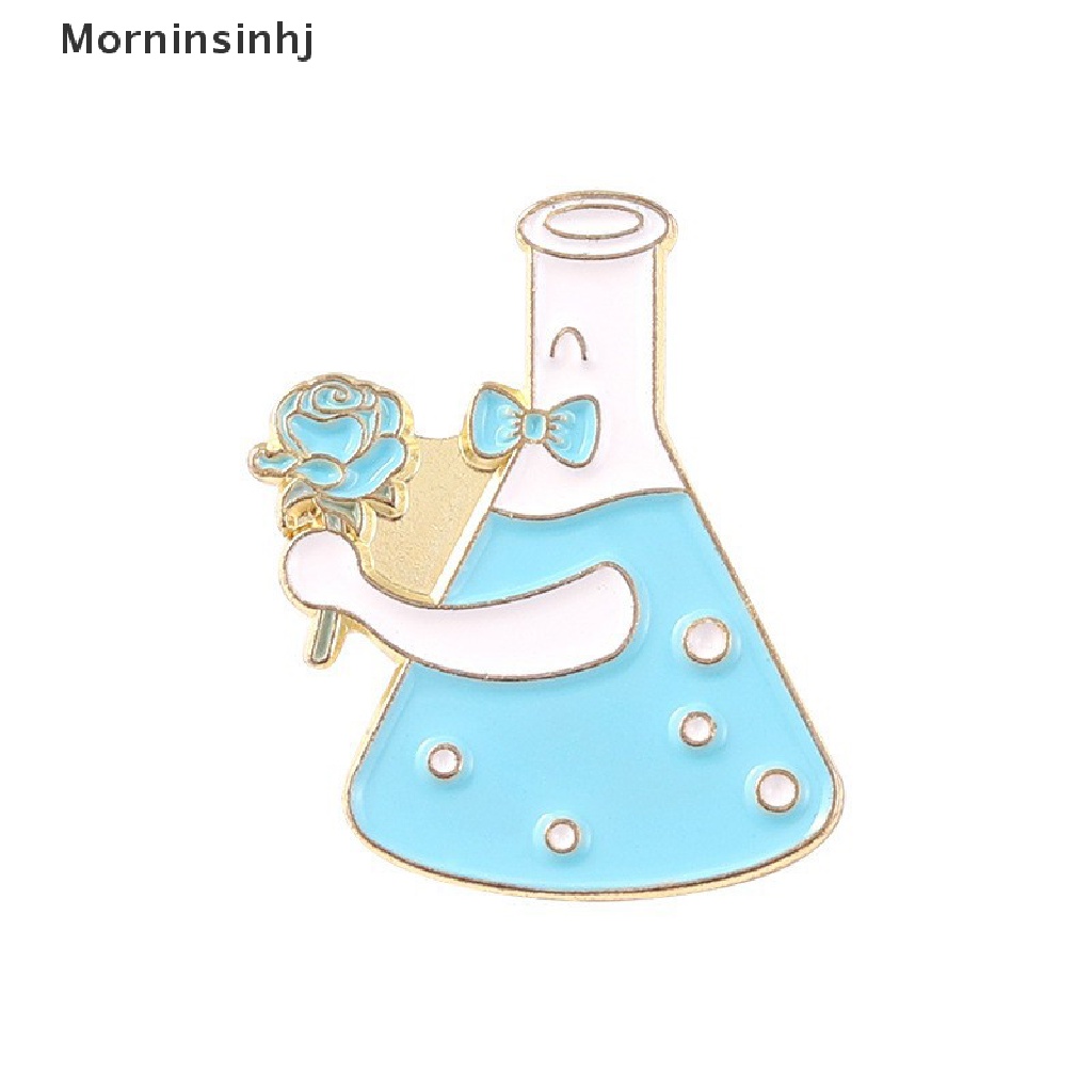 Mornin Lucu Kartun Sains Eksperimen Kimia Beaker Microscope Reagen Logam Bros Kerah Pin Pakaian Tas Sepatu Lencana Perhiasan Hadiah Aksesoris id