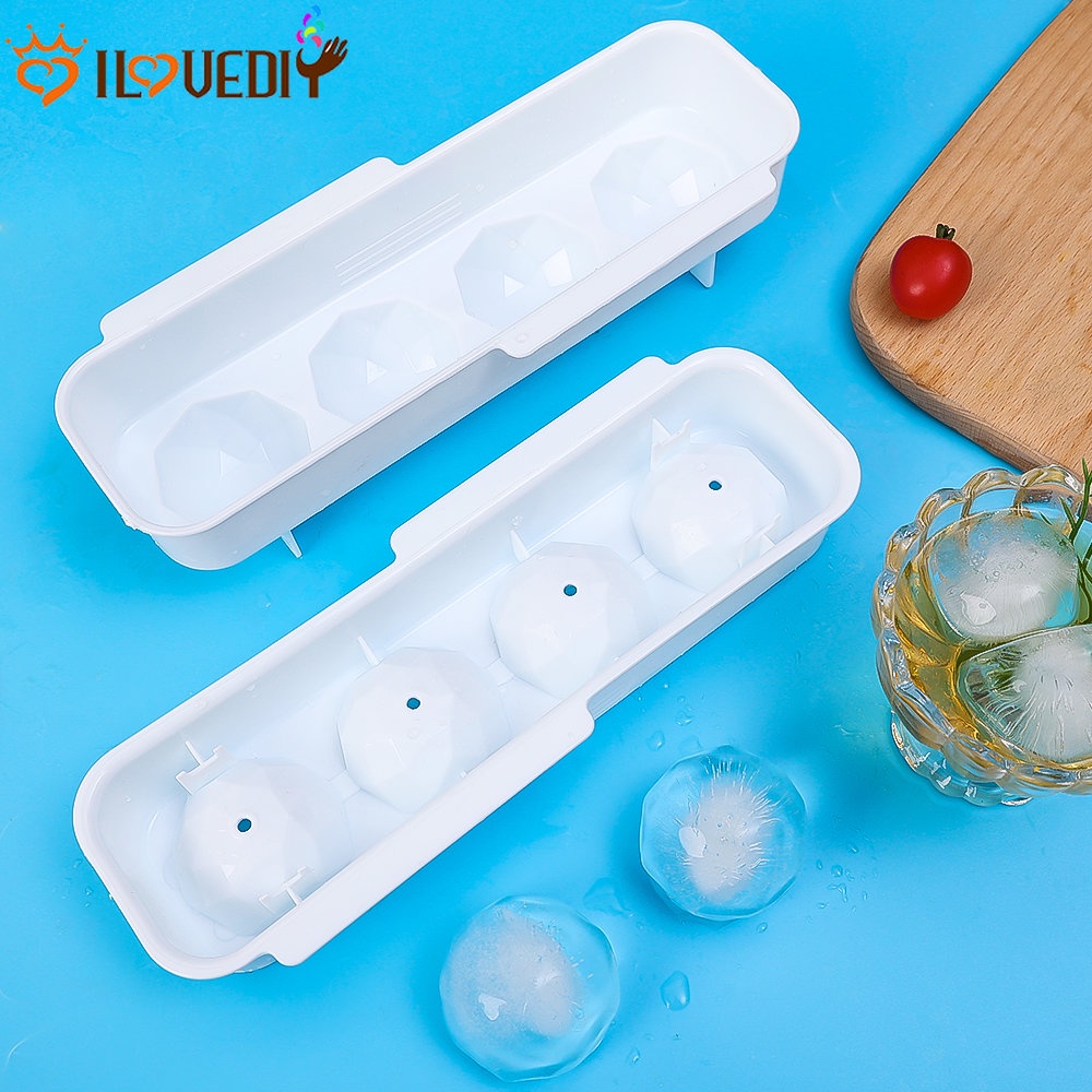 [Unggulan] 1pc Ice Cube Tray Whiskey Vodka Ice Ball Maker PP Cetakan Es Hoki 4rhombus Ice Ball Mold Dapur Es Kotak DIY Perlengkapan Pesta Bar Rumah