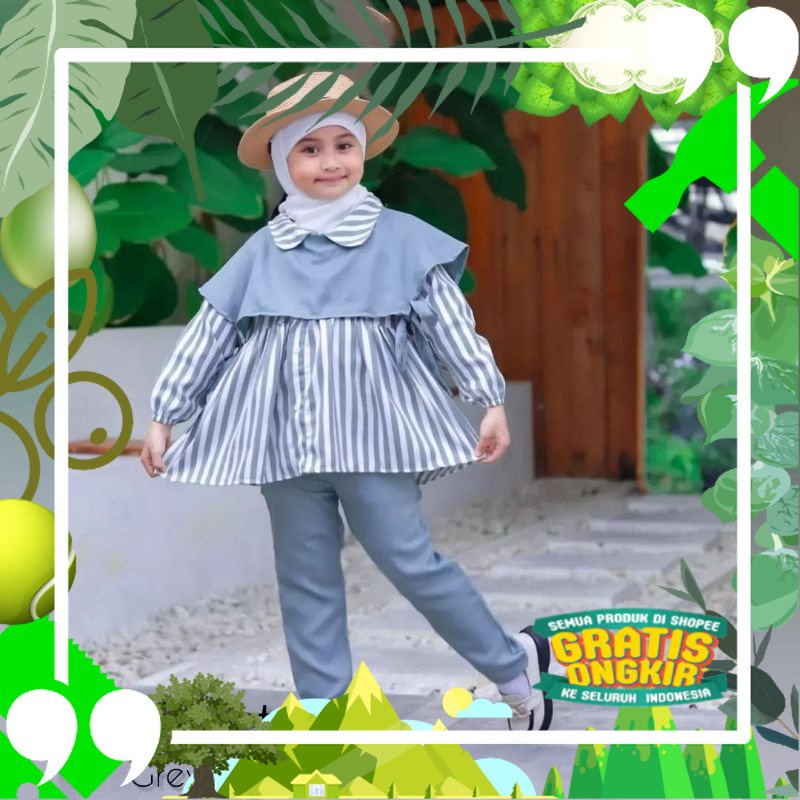 Vest Anak/baju Setelan Anak Cewek/Baju Kekinian Outer Korea Prilly Set 3 In 1/Outer Anak Perempuan K
