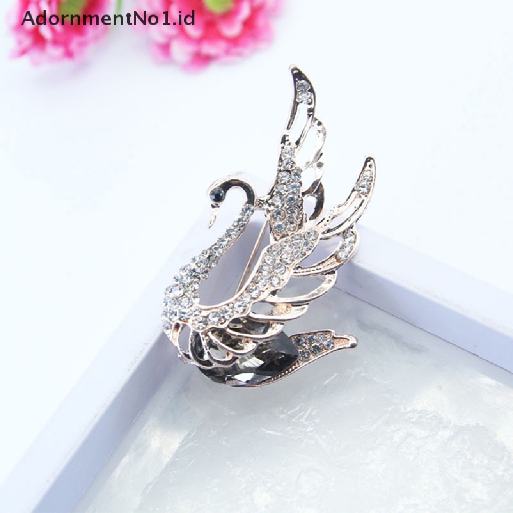 [AdornmentNo1] Fashion Kristal Berlian Imitasi Swan Bros Untuk Wanita Kerah Pakaian Pin Pesta Perhiasan Hadiah [ID]