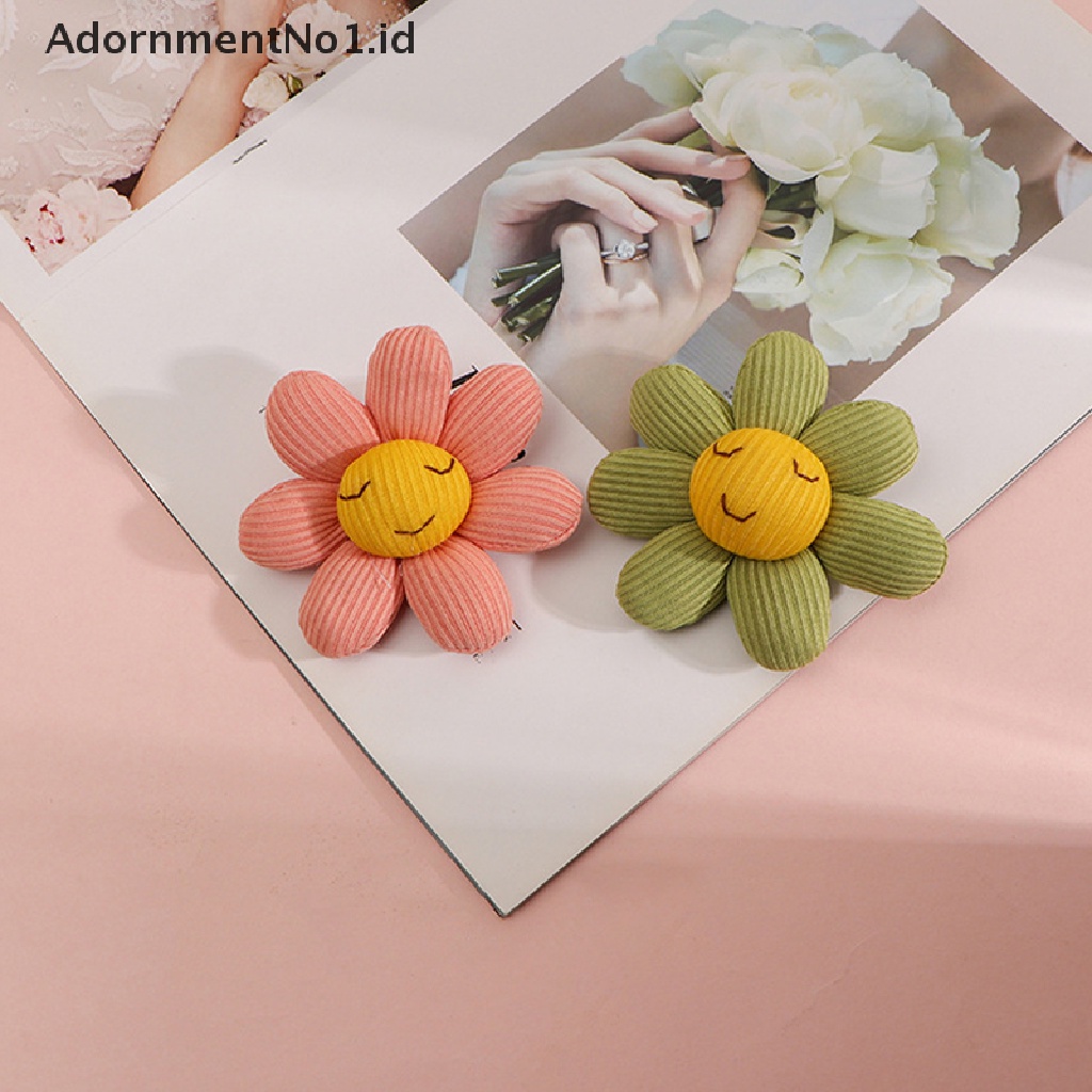 [AdornmentNo1] Katun Puffy Sunflower Smiley Face Bros Untuk Wanita Fashion Tanaman Kerah Pin Lencana Bros Pakaian Tas Aksesoris Perhiasan [ID]