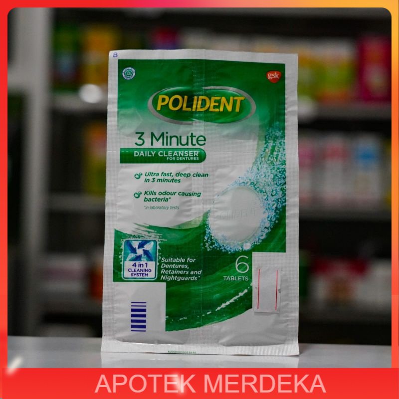 Polident Pembersih Gigi Palsu 6 tablet / Polident Daily Cleanser 3 Minute 6 tablet