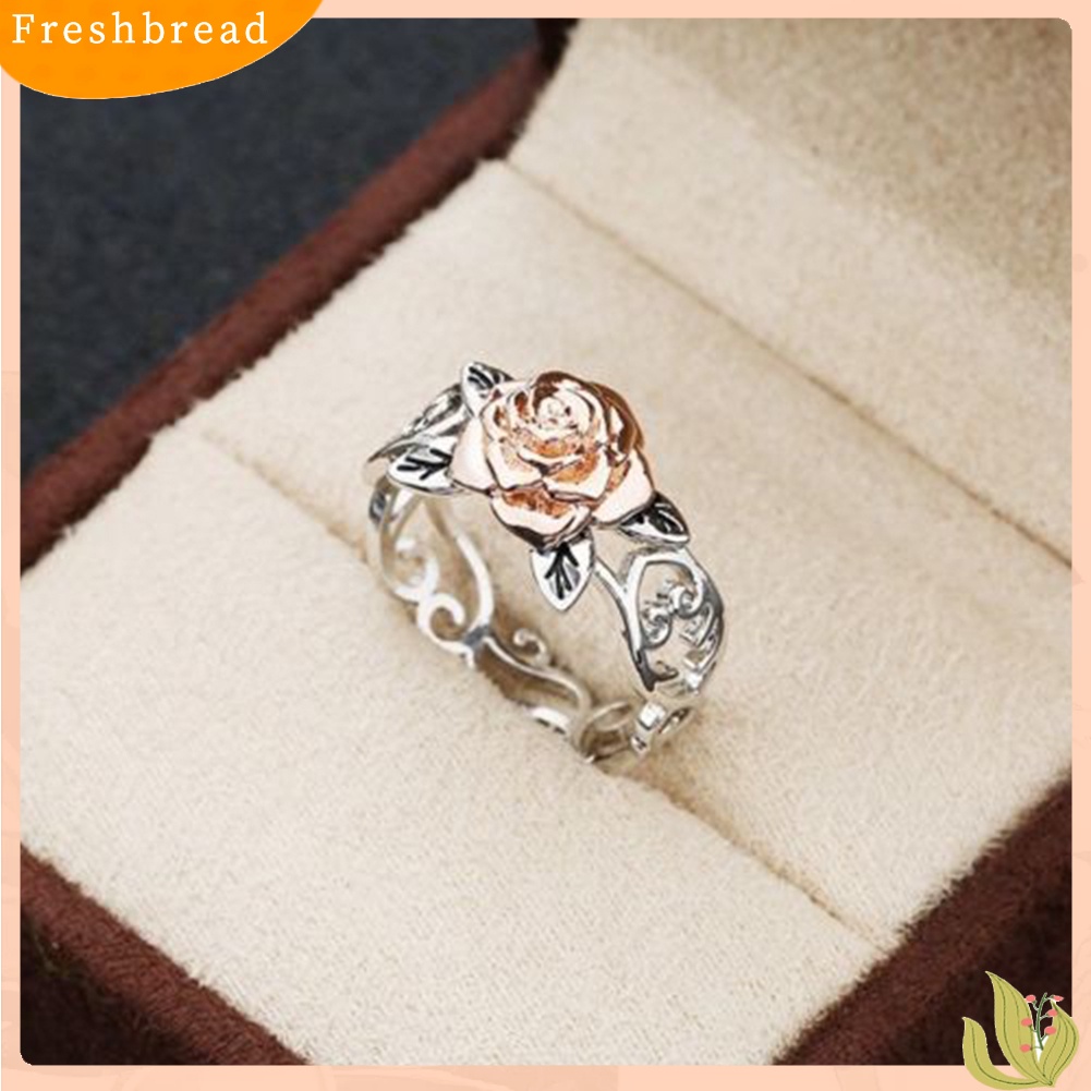 {In Stock} Retro Wanita Bunga Mawar Kerawang Ukir Jari Cincin Pesta Perhiasan Hadiah Ulang Tahun