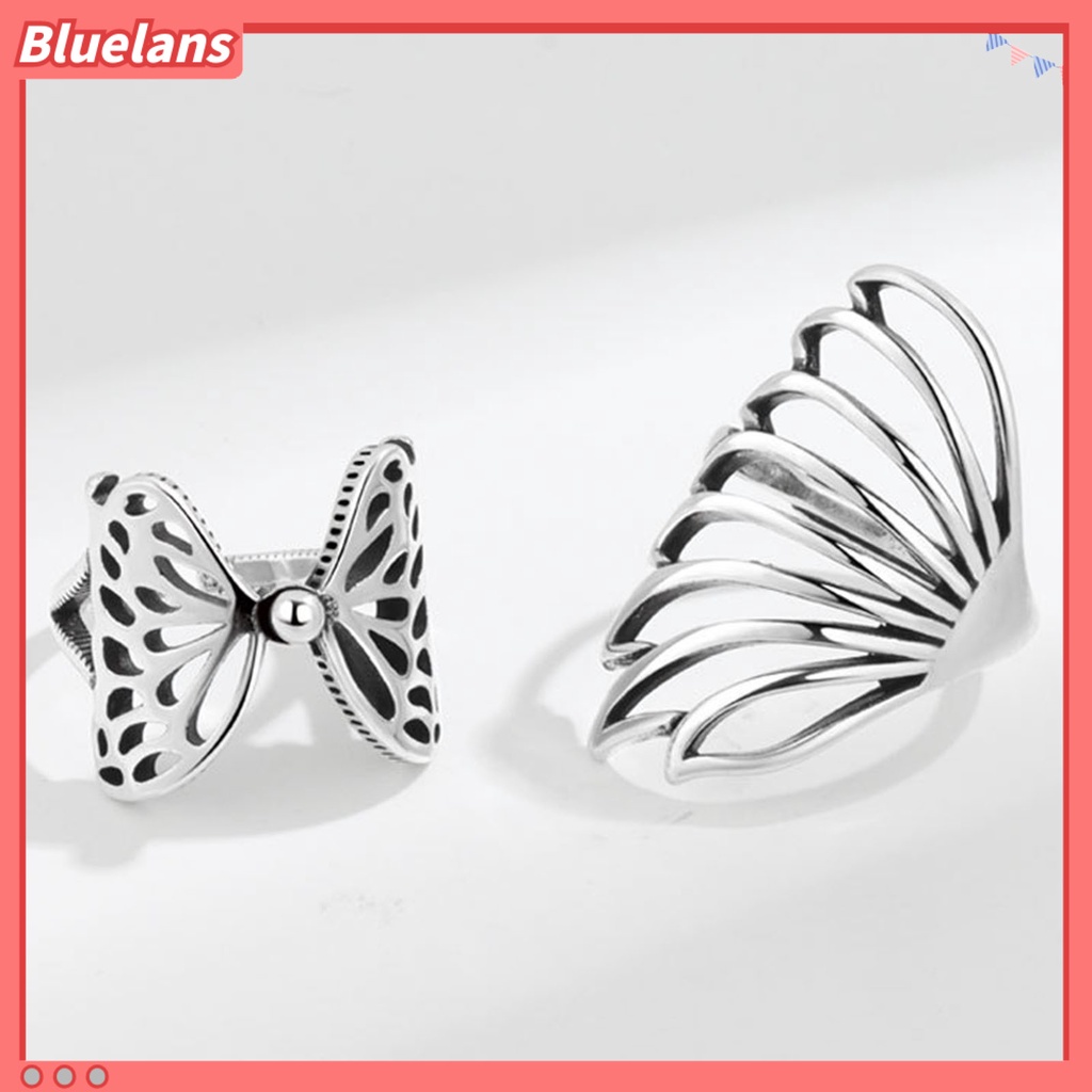 {In Stock} Hip-hop Berlebihan Tembaga Wanita Cincin Berongga Kupu-Kupu Pembukaan Jari Cincin Perhiasan Aksesoris