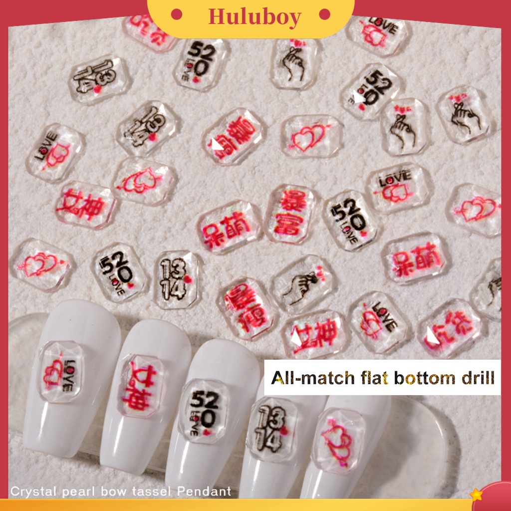 {In Stock} 50Pcs/Pack Pesona Resin Kuku Motif Karakter Cina Kreatif DIY Kerajinan Nail Art Dekorasi Perhiasan Untuk Wanita