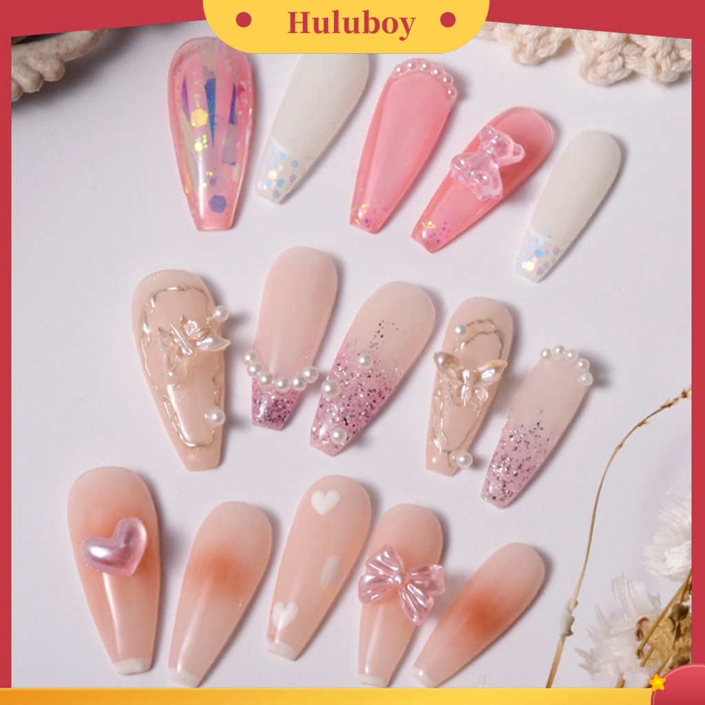 {In Stock} 50Pcs Ornamen Kuku Bentuk Kreatif Tidak Luntur Warna Hidup Mengkilap Efek Visual 3D Cinta Hati Beruang Gaya Nail Art Perhiasan Charms Untuk Salon Kuku