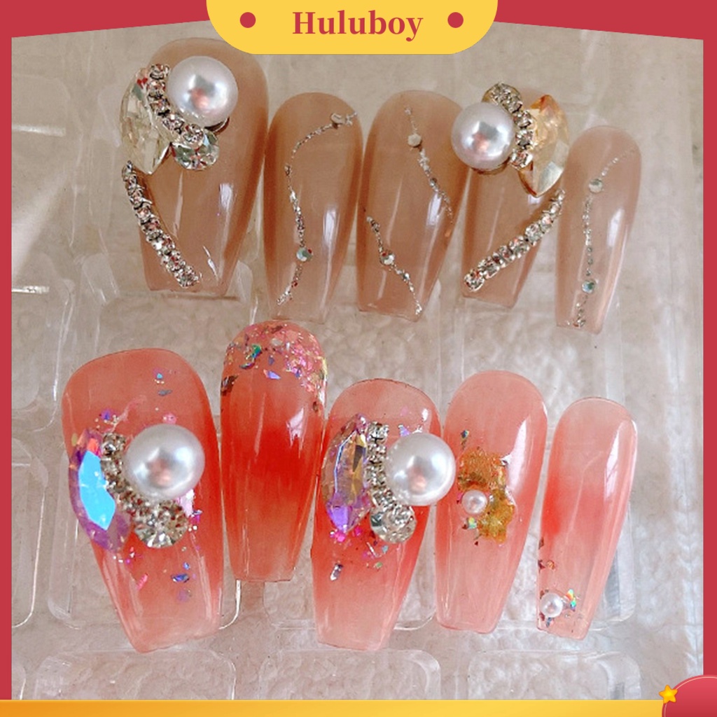 {In Stock} 5 Pcs Kuku Berlian Imitasi Mengkilap Glitter Tiga Dimensi Berkilau DIY Faux Kristal Mata Kuda Besar Mutiara Imitasi Rantai Kuku Dekorasi Wanita Pasokan