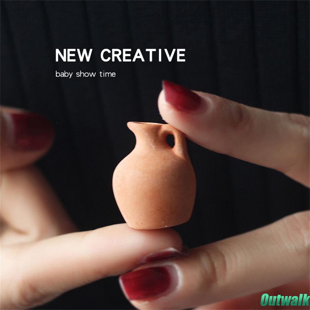 Vase Mini Vas Keramik Model Adegan Pot Bunga Mikro Vas Mulut Kecil Lumut Lanskap Mikro Ornamen Dekorasi Dekorasi Desktop