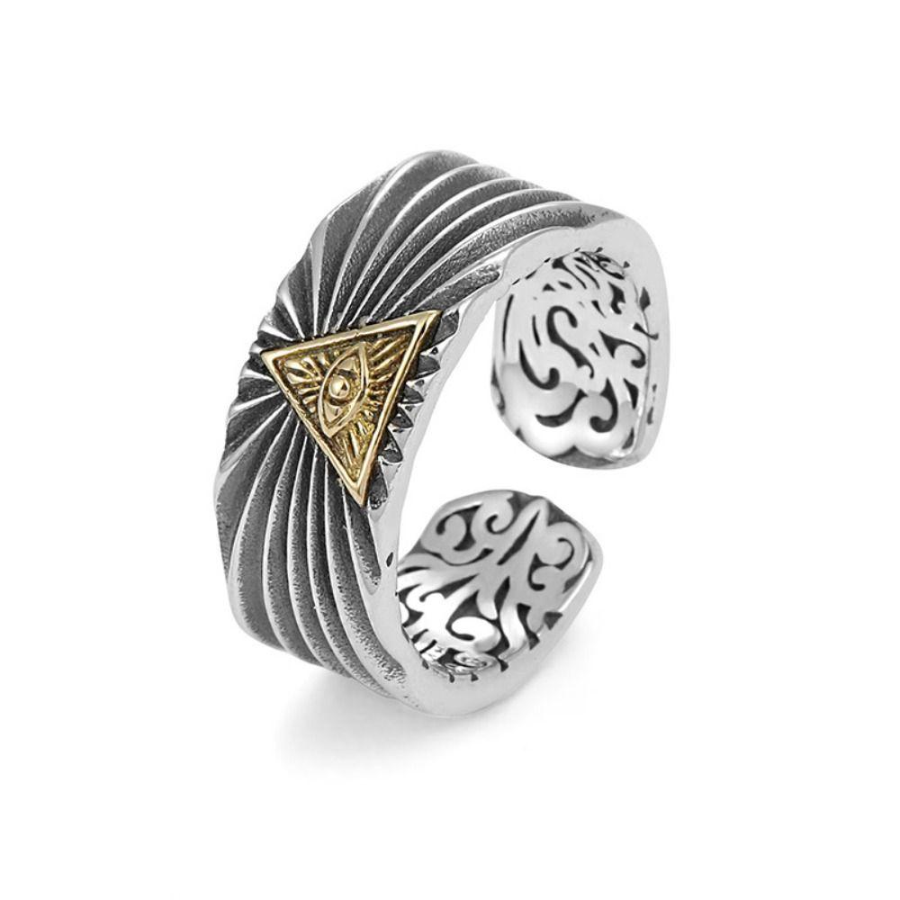 Mxbeauty Cincin Mata Dewa Trendi Silvery Punk Segitiga Arcane Jari Aksesoris Mesir Piramid Ring