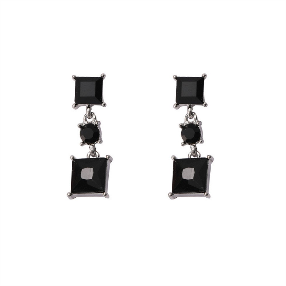 Indah Persegi Anting Kristal Wanita Gadis S925 Perak Jarum Studs Earring Jewelry