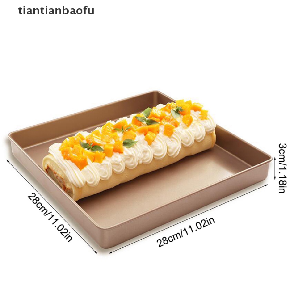 [tiantianbaofu] 1pc 11inch Persegi Menebal Loyang Anti Lengket Loyang Baja Karbon Nampan Butik