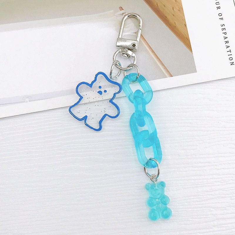 Beruang Kartun Glitter Transparan Dengan Rantai Kaitan Akrilik Charms Liontin Untuk Ponsel Universal Bluetooth Earphone Covers DIY Making