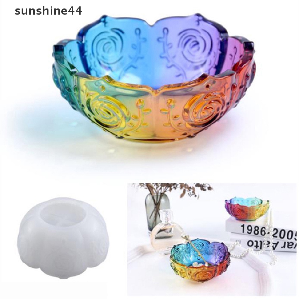 Sunshine 1Pc Cetakan Mangkuk Penyimpanan Mawar DIY Motif Bunga Storage Bowl Mirror Silicone Mold ID