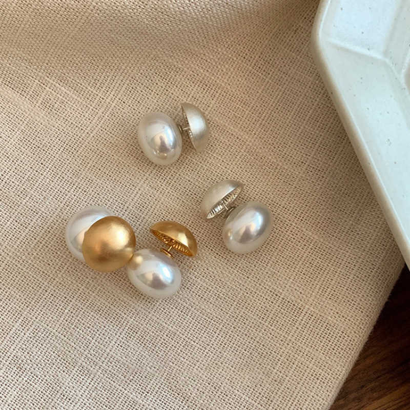 Anting Vintage brushed metal pearl Untuk Wanita Aksesoris fashion Kepribadian Korea