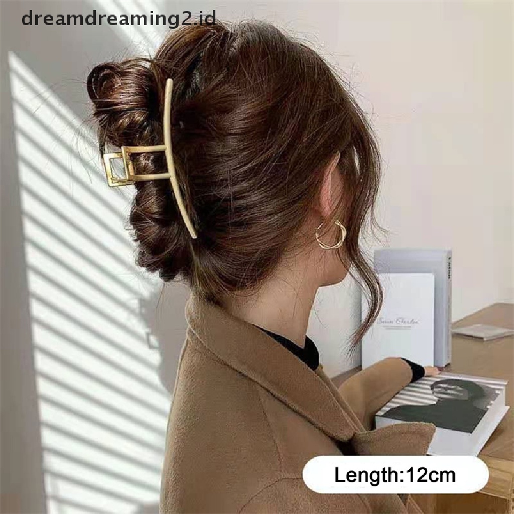 (hot) Wanita Jepit Besar Mutiara Hairclips Metal Cakar Klip Penjepit Panjang Klip Rambut//