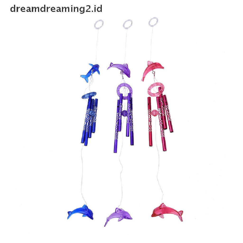 (hot) Dolphin Creative Crystal 4tabung Metal Windchime Wind Chime Dekorasi Rumah//