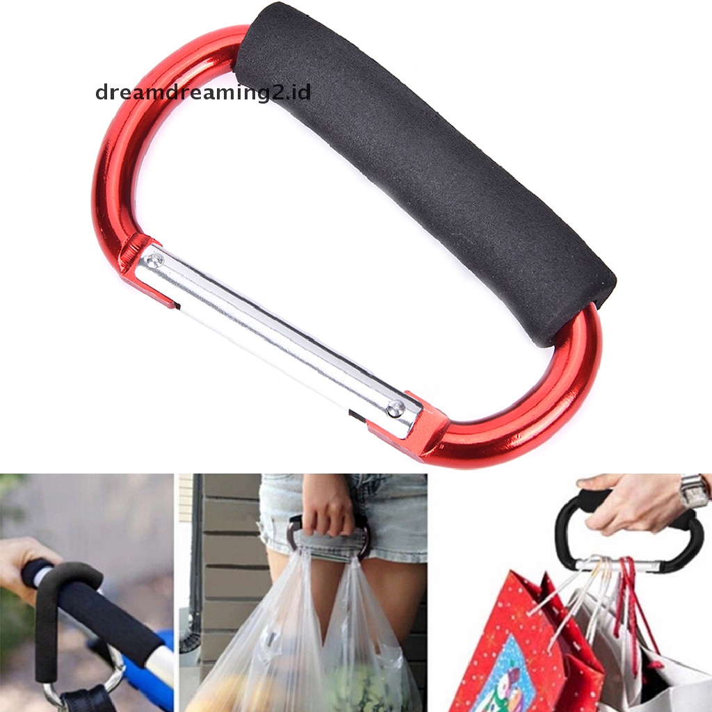 (hot) Pram Kursi Dorong Shopping Bag Hook Carabiner Besar D Ring Buggy Mummy Clip//