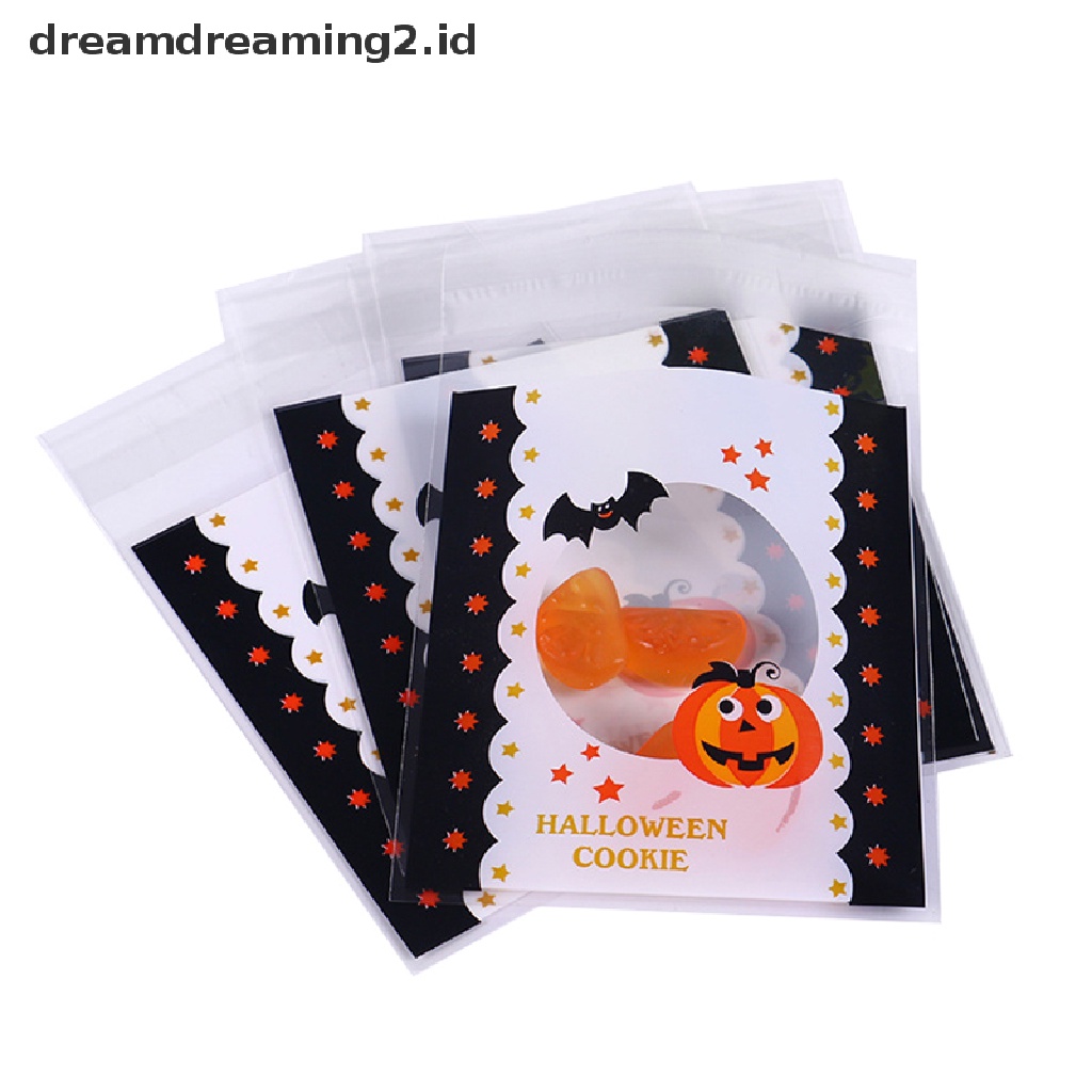 (hot) 50pcs Tas Hadiah Halloween Biskuit Permen Kemasan Bag Ghost Festival Party Gift//