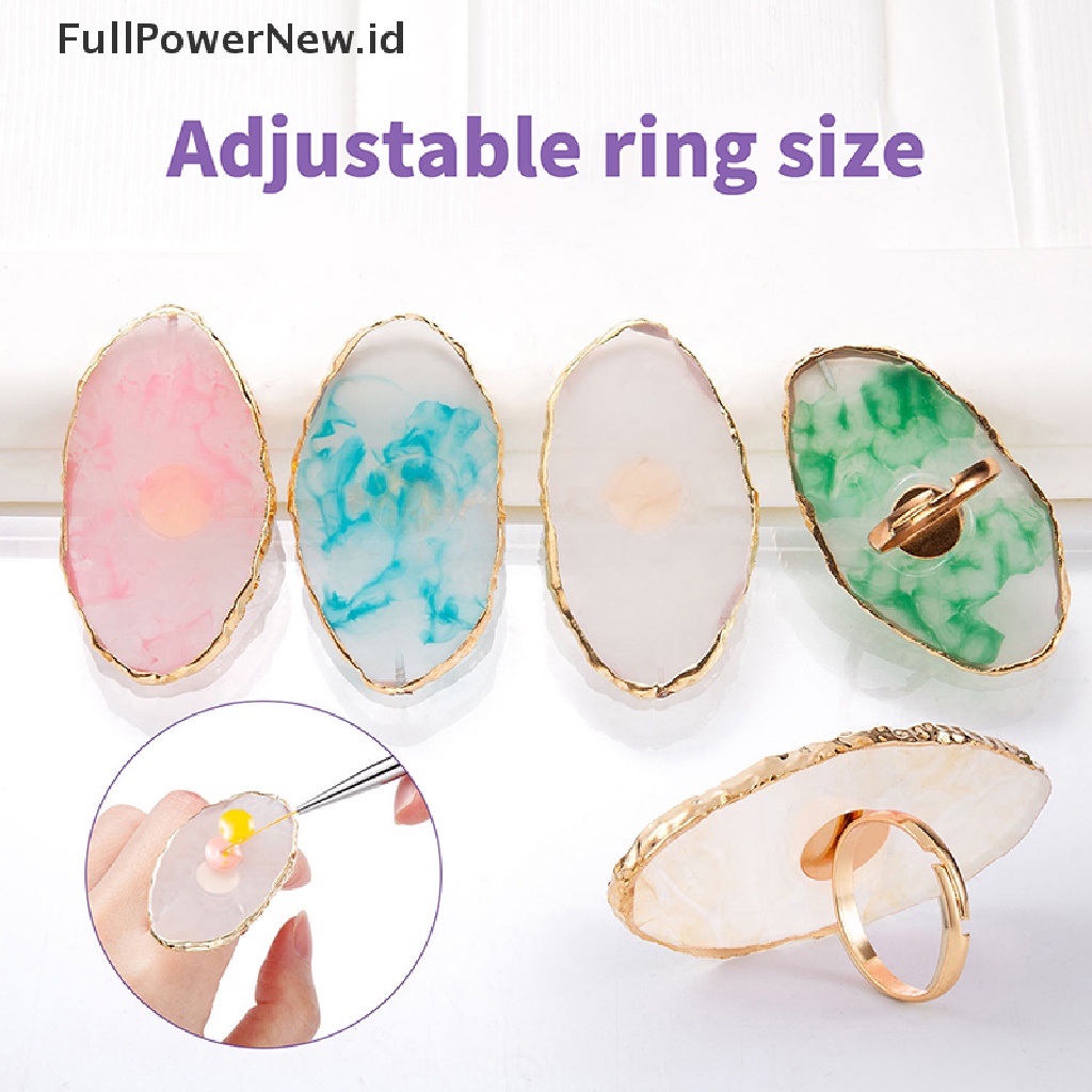 Power 1Pc Resin Batu Palet Kutek Jari Cincin Piring Nail Art Paing DIY Art ID