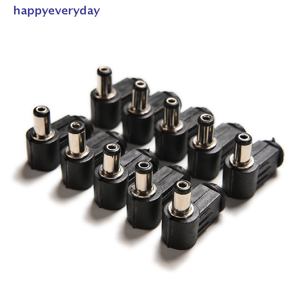 [happy] 10pcs Sudut Kanan 2.1x5.5mm 2.1mm DC Power Male Plug Solder Konektor Hitam [ID]