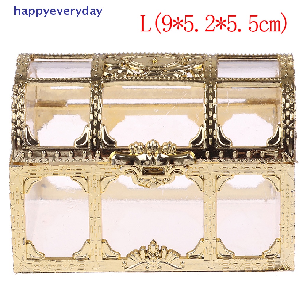 [happy] 1pc Portable Candy Hollow Gold Silver Treasure Chest Case Organizer Kotak Penyimpanan [ID]