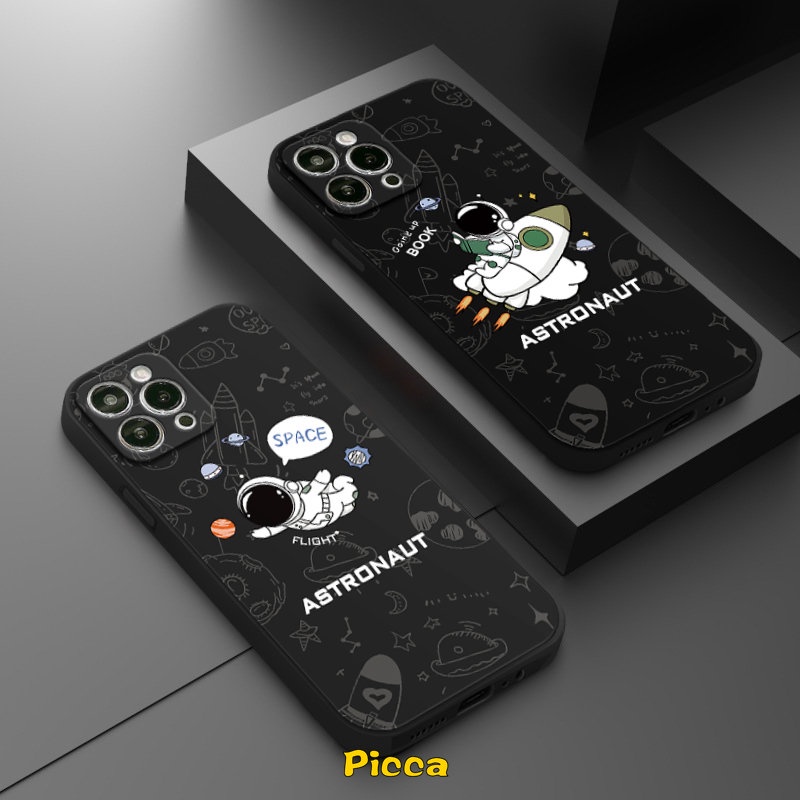 Lovely Couple Casing Redmi A1 9 12C 10 9A 9T 9C NFC Redmi Note 11 10 9 10Pro 8 10s 10 Pro Plus MI 10 11 Lite 10T Poco M4 F4 M5 M3 Pro F3 X3 Pro Kartun NASA Antariksa Sarung Astronot