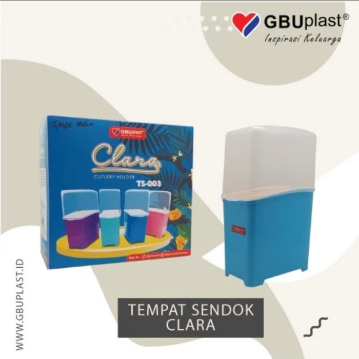 Tempat Wadah Sendok Garpu 3 Sekat +Tutup Bening CLARA GBU PLAST