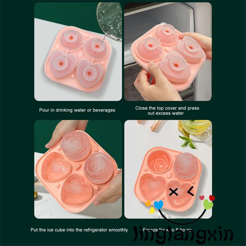 Llx-cetakan Es Silikon, Reusable Washable Rose/Diamond/Cube/Circle Mold Bar Alat Dapur Untuk Whiskey Milk Tea