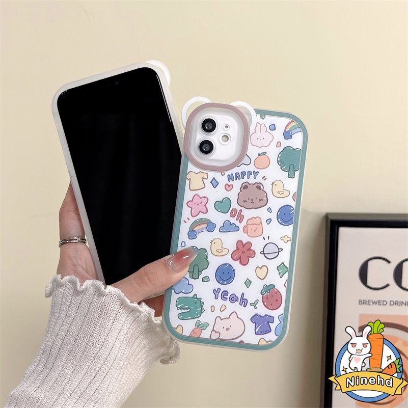 IPHONE Casing Kompatibel Untuk Iphone14 13 12 11 Pro Max X Xr Xs Max SE 8 7 6 6s Plus Casing Ponsel Gaya Kartun Lucu Fashion Tahan Gores Shockproof Glossy Lembut TPU Cover Pelindung
