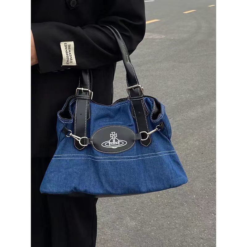 Sera Japan vivienne denim bag West Queen Mother leather handbag casual all-match shoulder shopping bag 2023 baru