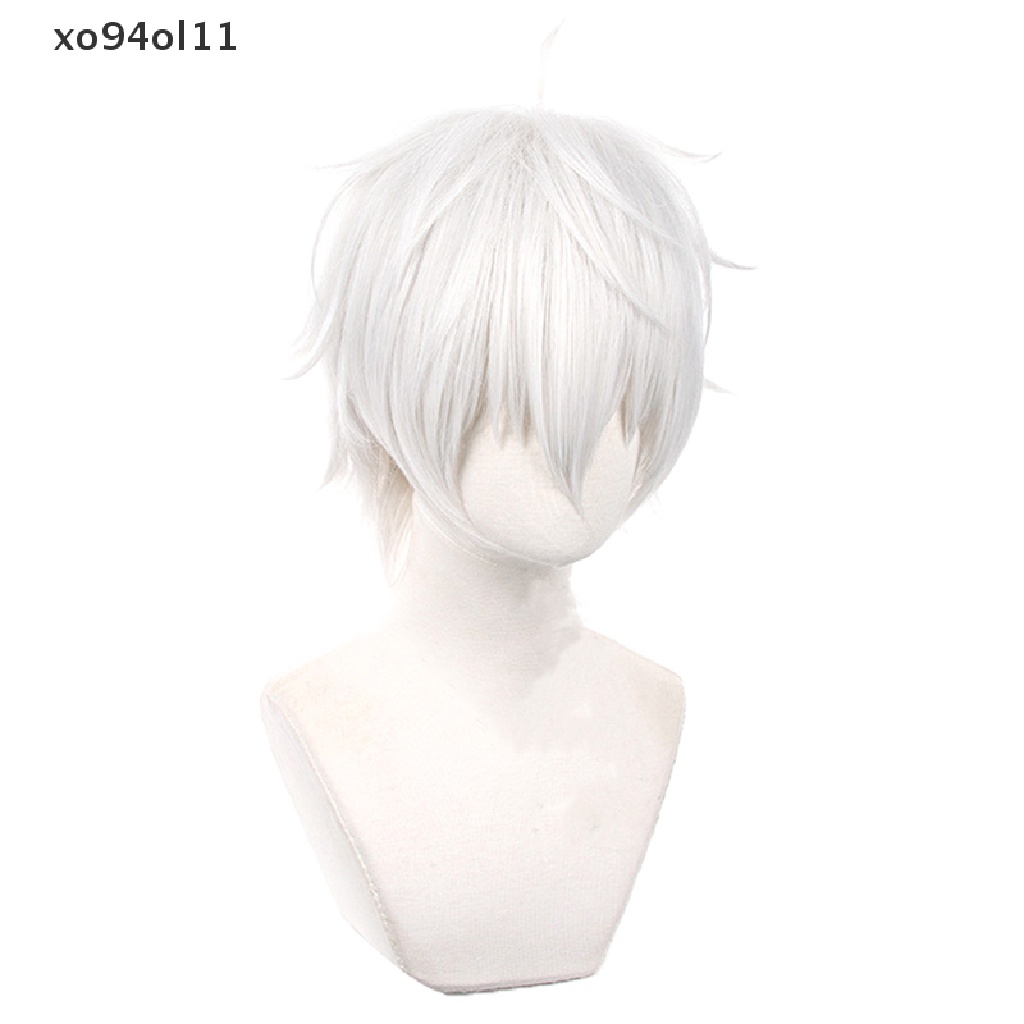 Wig Cosplay Anime XO Untuk Kostum Pembunuhan Dramatis Pendek Sliver Wig Sintetis Putih OL