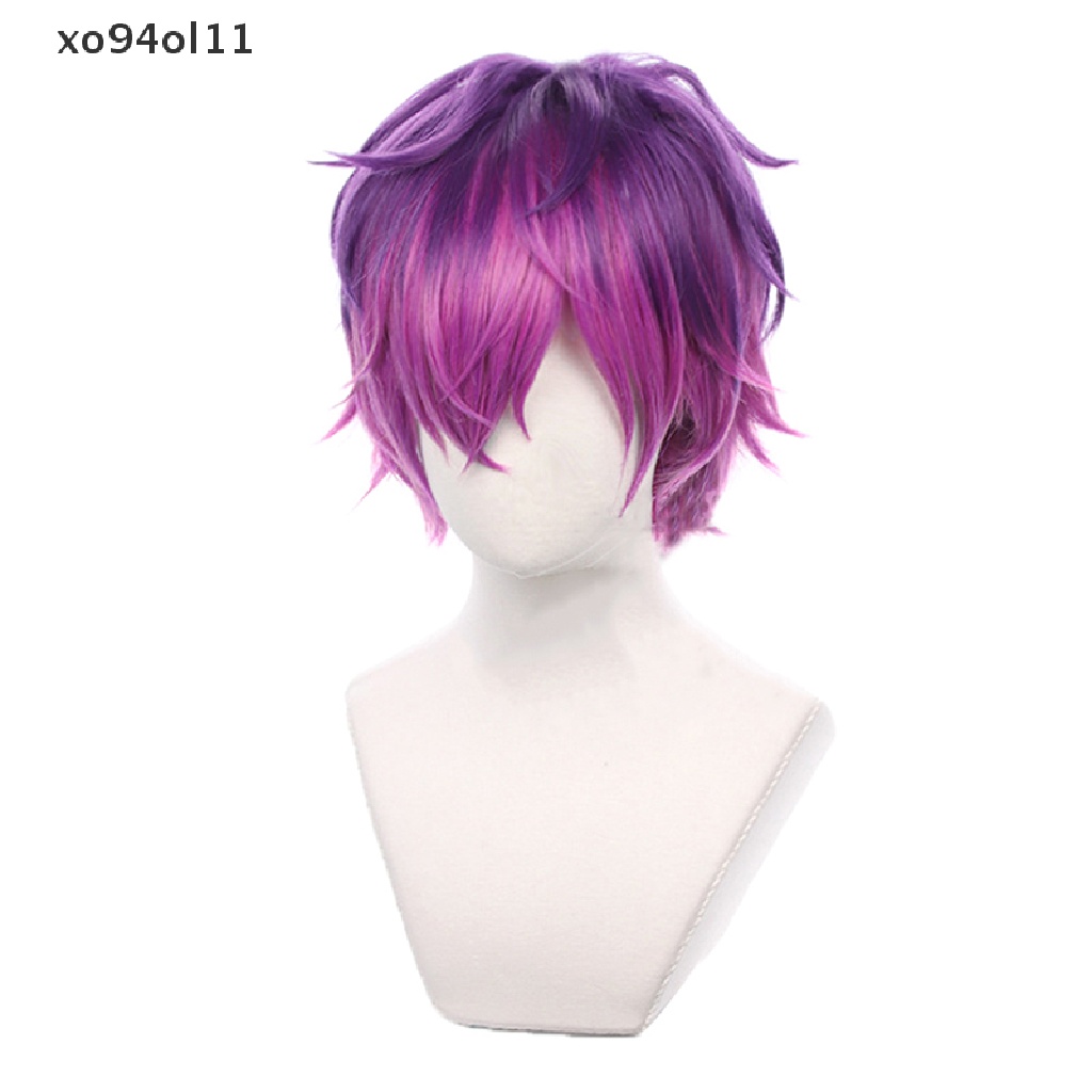 Wig Pendek XO Uki Violeta Cosplay Anime Rambut Gradasi Warna Campur Untuk Pria Wanita OL