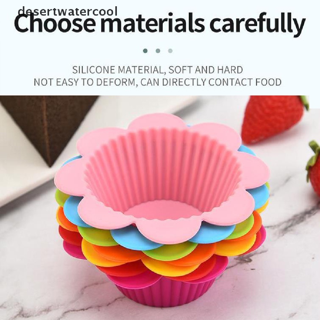Deid 5pcs Cetakan Silikon Sun Flower Cupcake Muffin Cup Baking Cetakan Puding Jelly Martijn