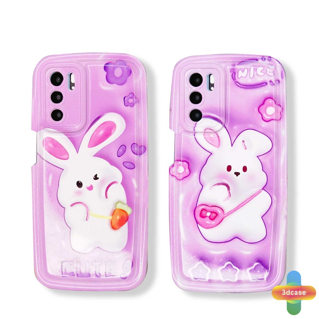 Case HP OPPO Reno 7 7Z 8Z 5 4 6 8 A57 A55 A57S A57E A7 A17 A17K A5 A9 A31 A53 A33 2020 A77S A15 A54 A5S A3S A76 A96 A16 A95 A12 A12S A1K A16E A16K A54S  5F 5K 4F 4 5 06 Lite A74 A15S A52 A11K A92 A35 A36 Cartoon  Rabbit Camera Lens Protection Soap Case