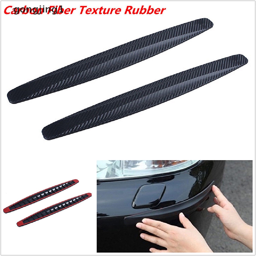 Ggg 2x Hitam Tekstur Serat Karbon Anti Gosok Pelindung Mobil SUV Bumper Edge Guard Strip ID