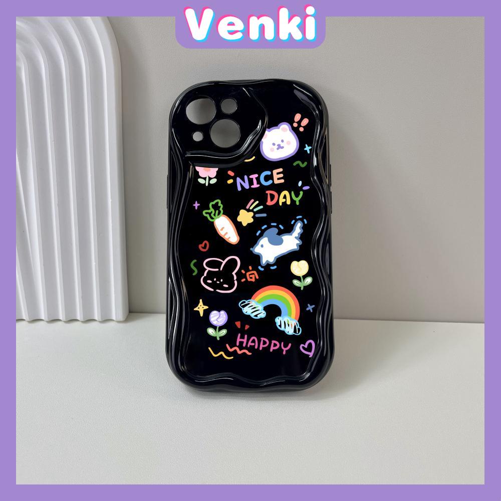 Case for iPhone 11 Pro Max TPU Soft Glossy Curved Wave Case Cute Cartoon Graffiti Camera Protection Shockproof For iPhone 14 13 12 11 Plus Pro Max 7 Plus X XR