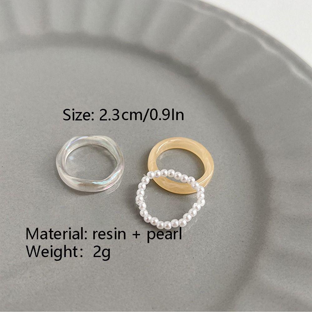 Mxbeauty Nikmat Pesta Manis 3Pcs/set Lingkaran Vegetarian Minimalis Aksesoris Kpop Perhiasan Produk Wanita Akrilik Gaya Korea Resin Cincin