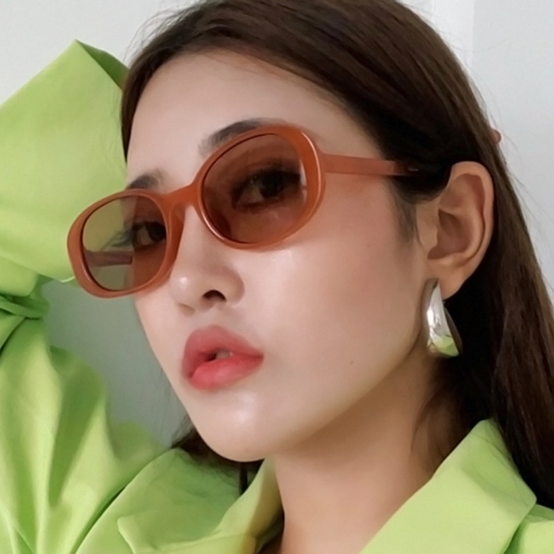 Korean Style Fashion Kacamata Matahari Wanita Pria Retro Oval Hitam Kacamata Gaya Superstar Vintage UV Protect Shades Sunglasses Untuk Wanita Sale Original