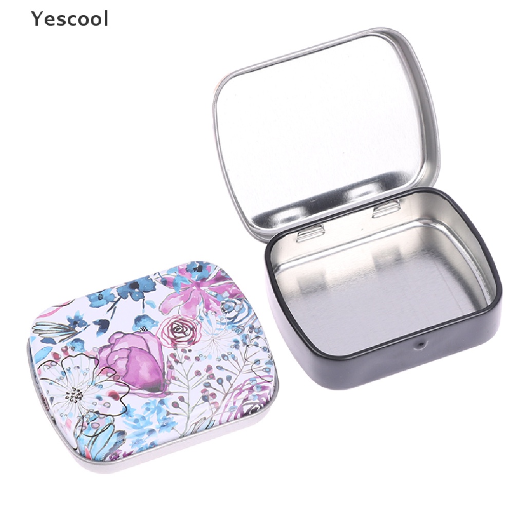 Yescool Kotak Pil Penyimpanan Flip Timah Metal Kosong Kecil Case Organizer Untuk ID Kunci Permen