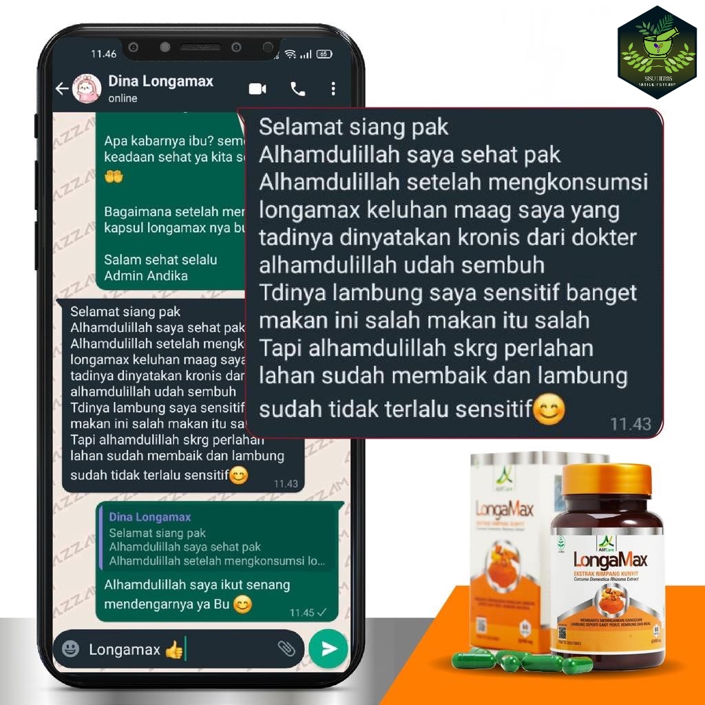 Kapsul LongaMax Obat Herbal Ekstrak Rimpang Kunyit Membantu Mengatasi Maag Asam Lambung Gerd Magh Kronis Mual Asli Original 100%