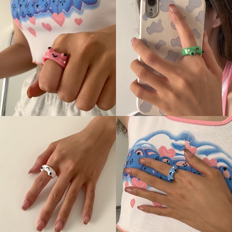 Cincin Jari Telunjuk Desain Kartun Katak Hello Lucu Untuk Aksesoris Anak Perempuan