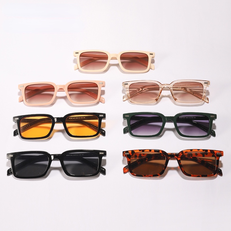 (YUZHU) Premium Sense Rectangular Candy Color Sunglasses Under Pink Vintage Fashion Bingkai Kecil Kerai Kacamata Unisex