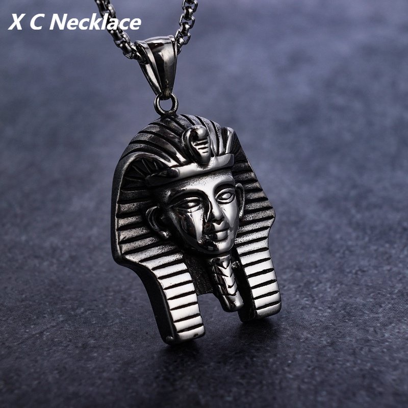 [X C Kalung] Baru Perak Piramid Wajah Ular Baja Titanium Liontin Punk Hip Hop Stainless Steel Kalung Hadiah Pesta Ulang Tahun Untuk Pria Dan Wanita