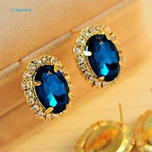 Lilyscent Fashion Wanita Berlian Imitasi Ear Stud Earrings Eardrop Istana Gaya Perhiasan Hadiah