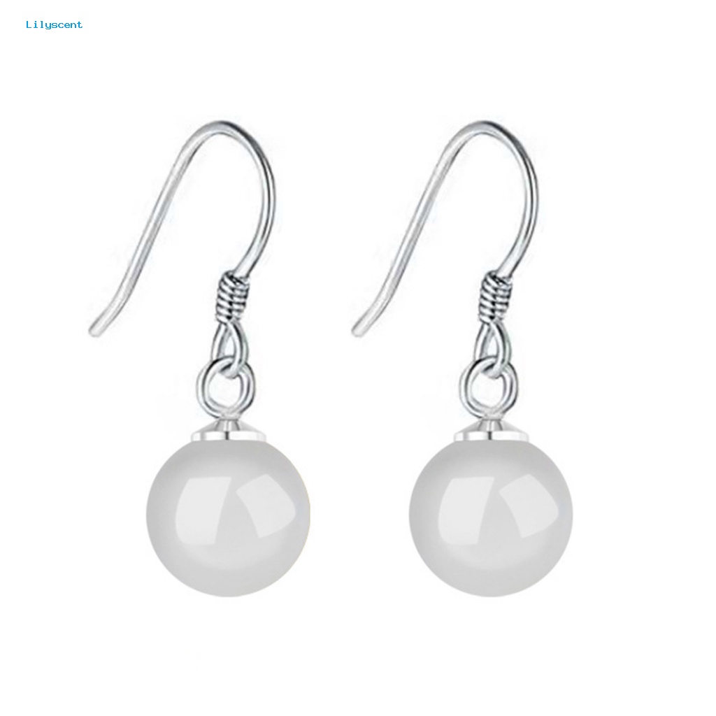 Lilyscent 1pasang Kait Telinga Elegan Perhiasan Fashion Wanita Manik Kristal Imitasi Ear Hooks Polishing