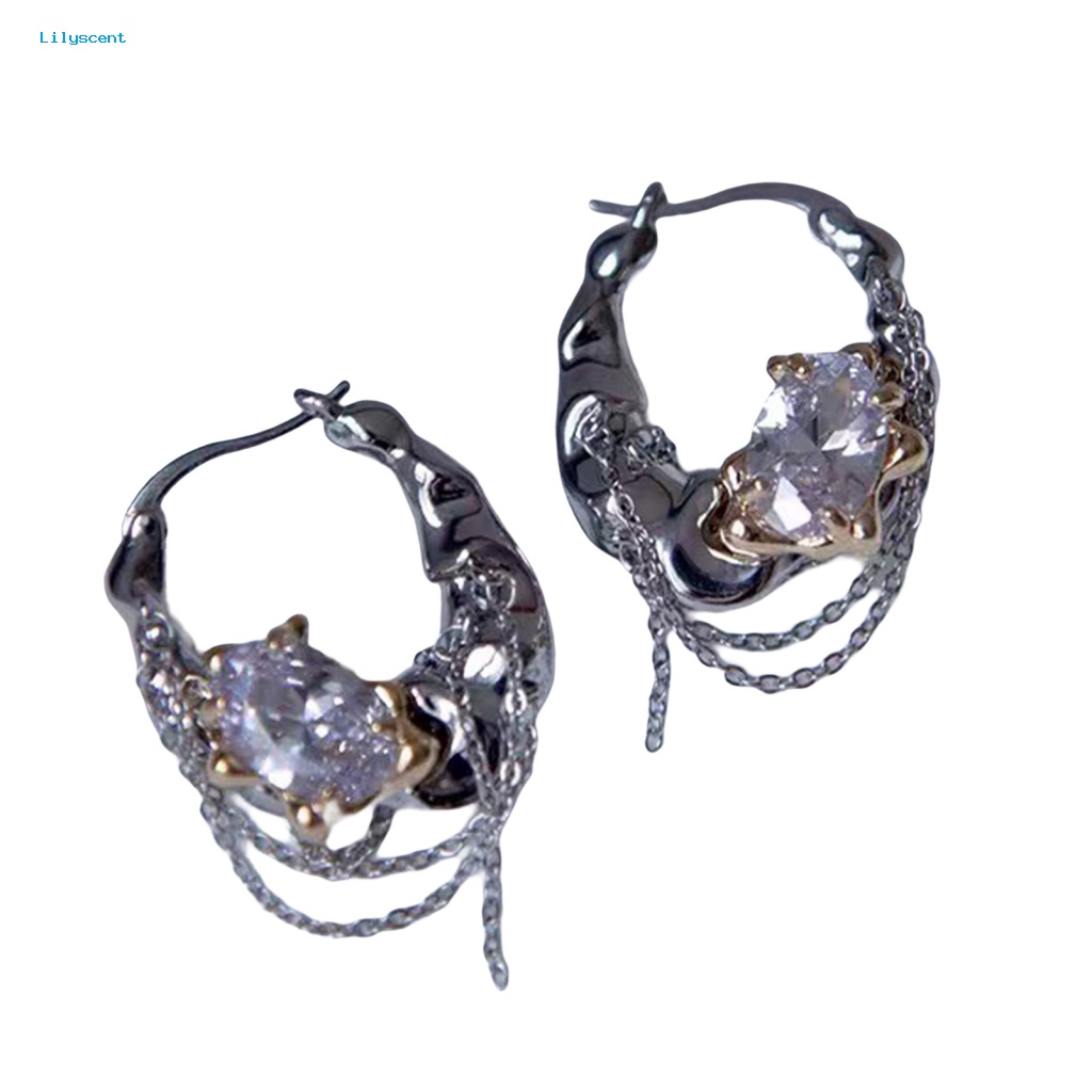 Lilyscent 1pasang Paduan Fashion Anting Gadis Hadiah Wanita Fashion Hoop Earrings Perhiasan Temperamen