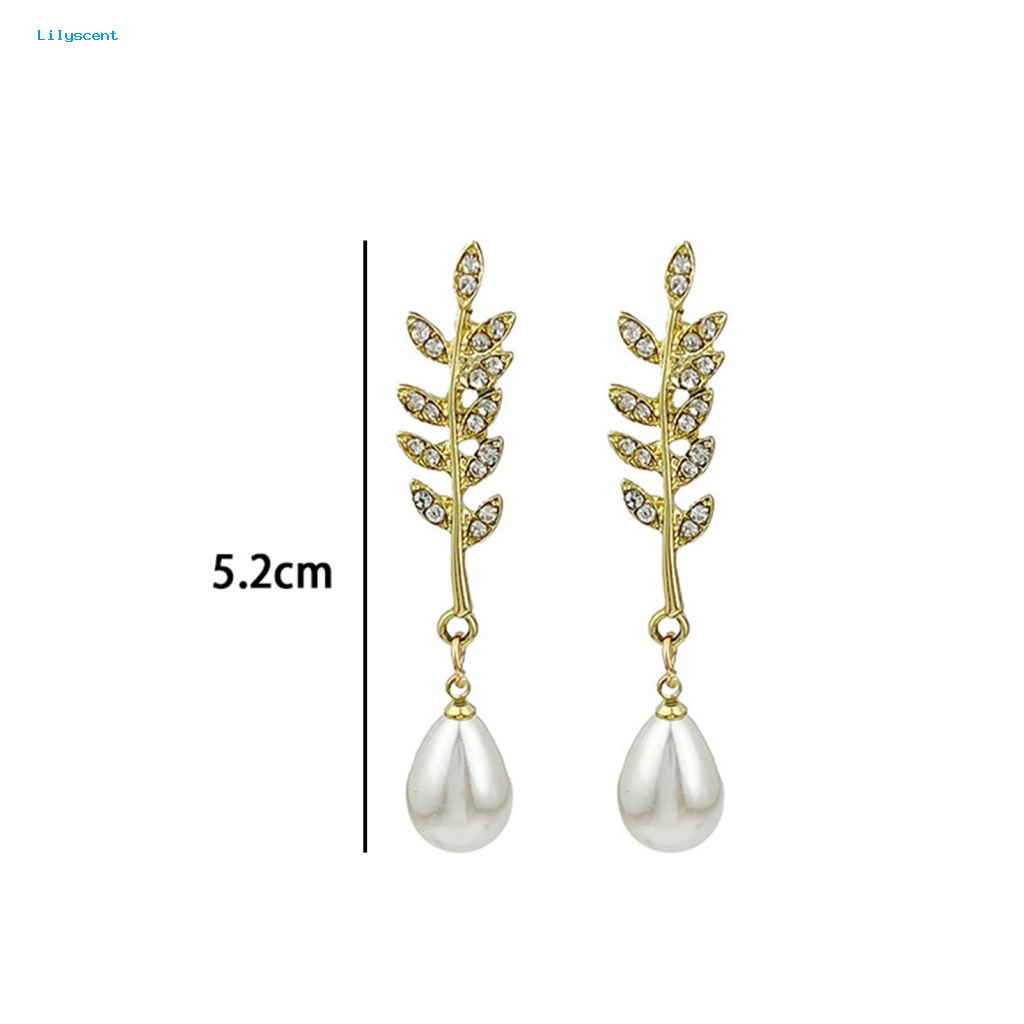 Lilyscent 1pasang Anting Pejantan Perempuan Untuk Perjamuan Wanita Telinga Padi Liontin Drop Earrings Jewelry Cubic Zirconia