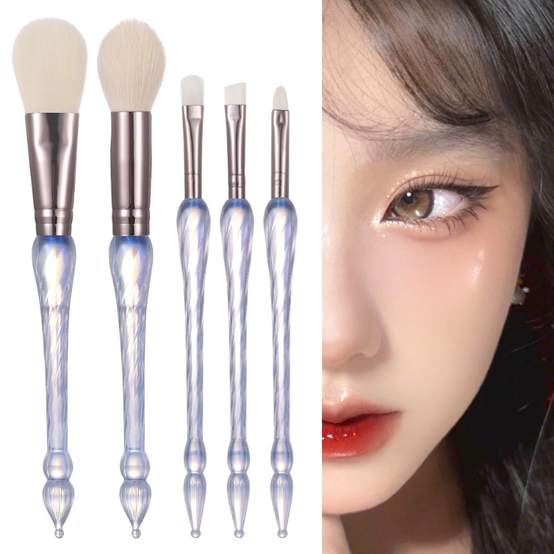 5pcs/set Lighthouse Shape Crystal Makeup Brushes Bedak Wajah Blusher Eyeshadow Make Up Blending Glitter Brush Kosmetik Alat Kecantikan