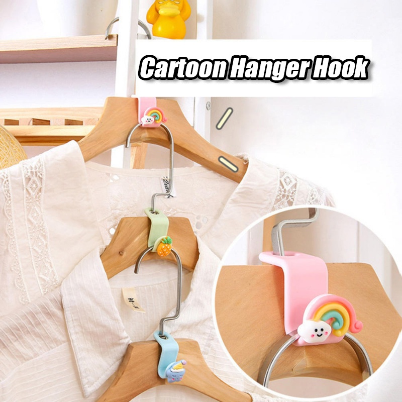 1/5pcs Pack Rumah Tangga Lipat Gantungan Yang Dapat Dilepas Mini Hemat Ruang Lemari Organizer Kartun Gantungan Sambungan Kait Kreatif Portabel Gantungan Ekstensi Kait Magic Hanger