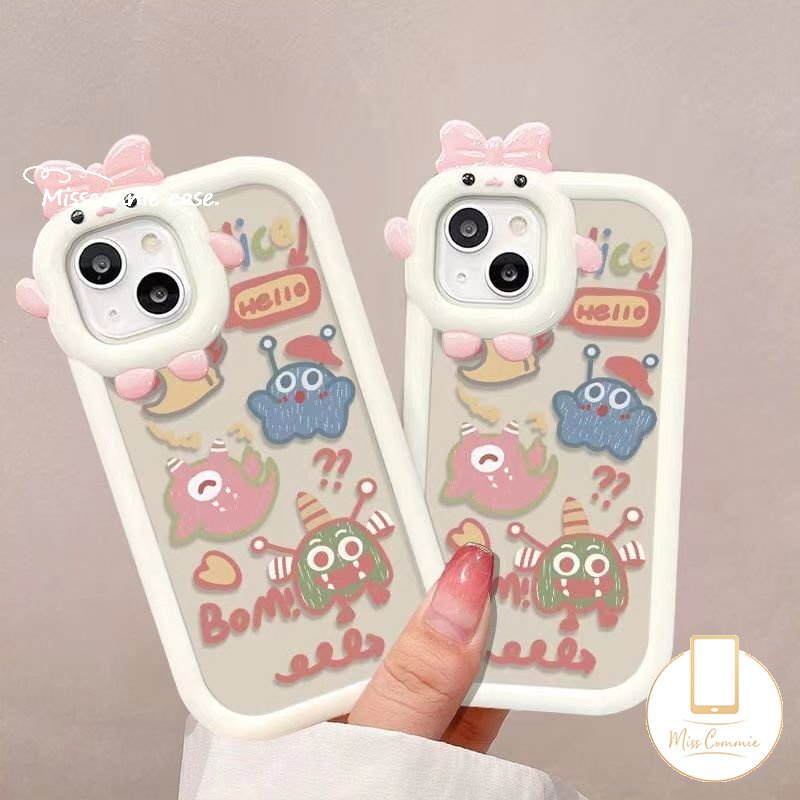 Realme C35 C12 C25 C31 C33 C25Y C11 C25s 9i 58pro 8 9 Pro+9 C15 C30 C21 C20 C21Y 7i 7 5s 5i 6i C17 C3 Cute Monster Kecil Dinosaurus Ikatan Simpul Little Monster Lens Couple Case